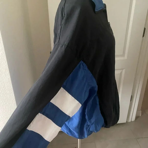 Rare Vintage Nike Jacket Men’s Large 90s Big Center Swoosh Zip Blue Windbreaker - Picture 3 of 16